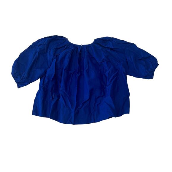 NWT Madewell Shirred Puff-Sleeve Top in Cotton-Silk Voile in Bright Sapphire XS - Picture 7 of 10